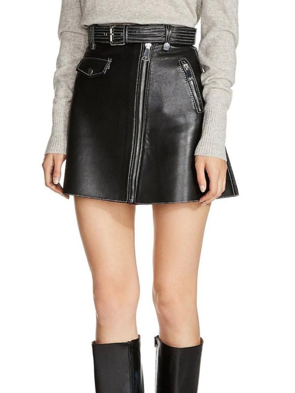 Maje "Jouki" leather mini skirt Black US4 (36)